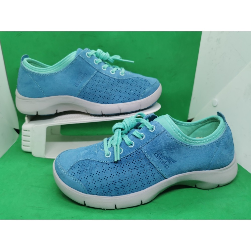 Dansko Teal Blue Elise Suede Leather Lace Up Casual Sneakers, size EU 38 /7.5-8